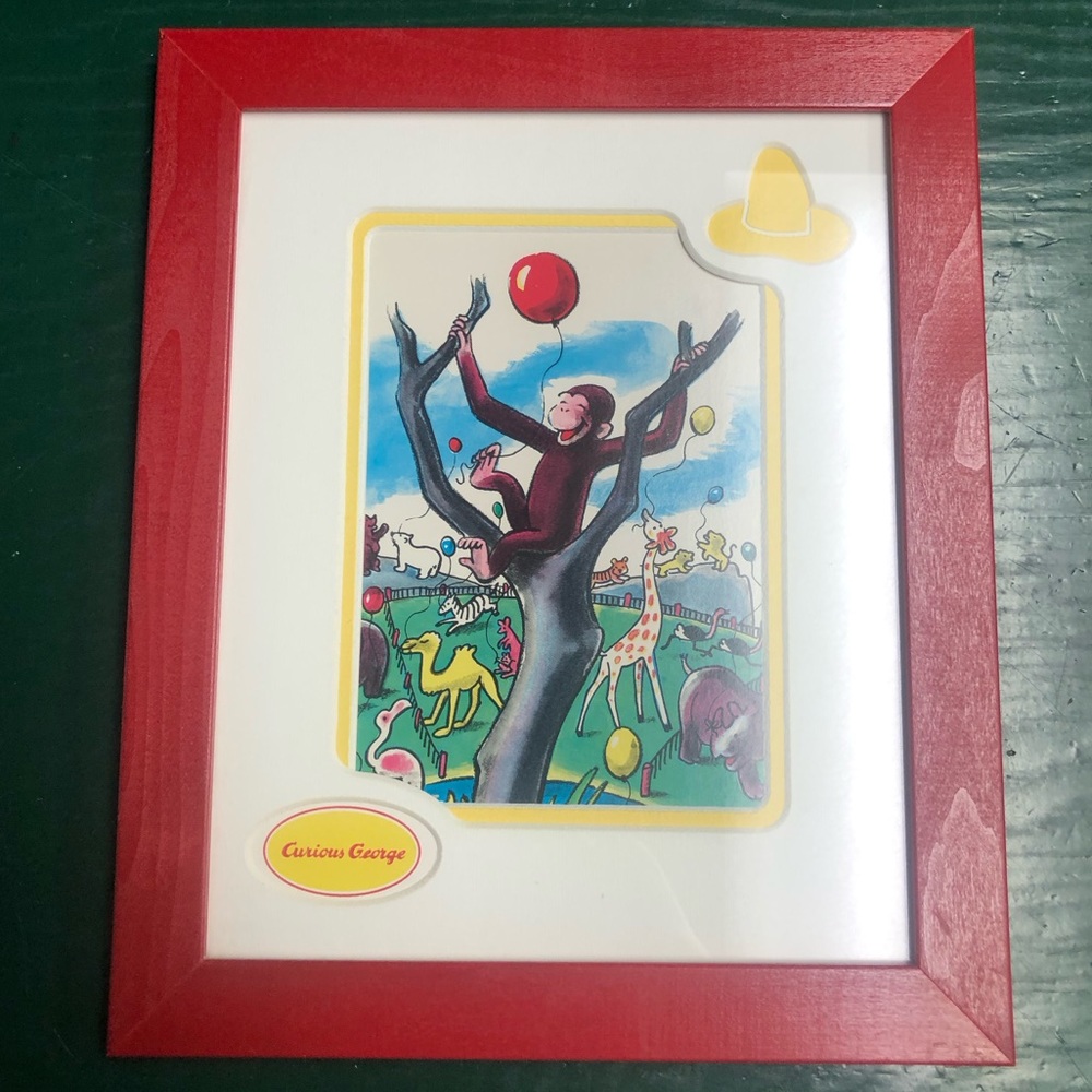 Curious George Framed Matter Print Margret And H.A. Rey Yellow Hat